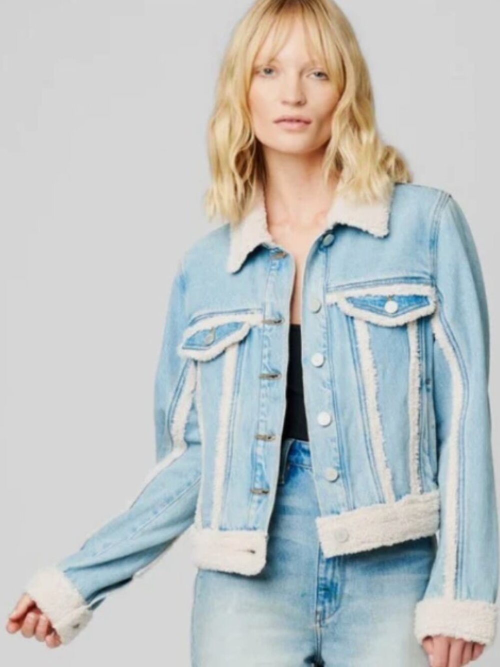 LIKE NEW Blank NYC Denim Faux Sherpa Jacket